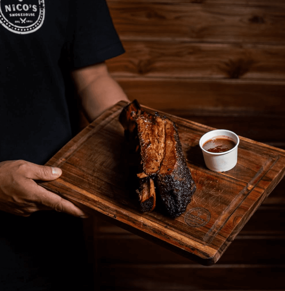 Texas-style smoked brisket and ribs at Nico's Smokehouse Canggu
